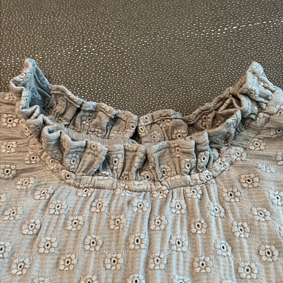 Rylee & Cru pale blue/sage green blouse with floral detail. Small. EUC - Picture 3 of 4